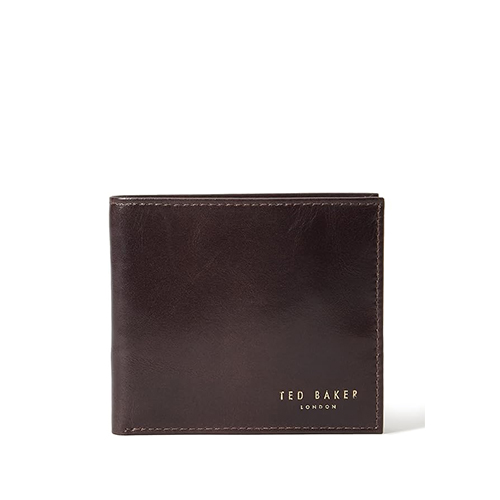 Ted Baker Men's Brockwell Bi-Fold Wallet In Cognac – Slim Leather Wallet With 10 Card Slots